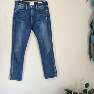 FRAME Denim Size 27 Le Boy Relaxed Slim Straight Jeans Blue Picadilly Ankle Zip